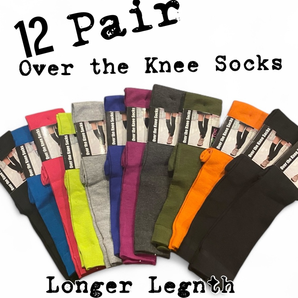 💕12 Pair! Sexy Women’s Over the Knee Socks - Picture 9 of 11